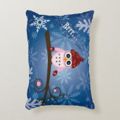 ブルークロウスノーフレークデザイン アクセントクッション (正面(垂直))