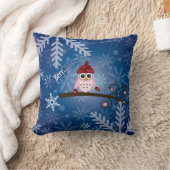 ブルークロウスノーフレークデザイン クッション (ブランケット)