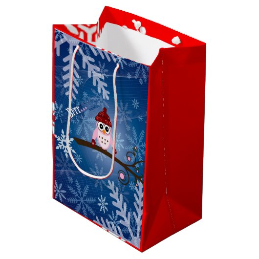 ブルークロウスノーフレークデザイン ミディアムペーパーバッグ (正面アングル)