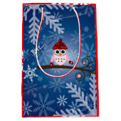 ブルークロウスノーフレークデザイン ミディアムペーパーバッグ (正面)