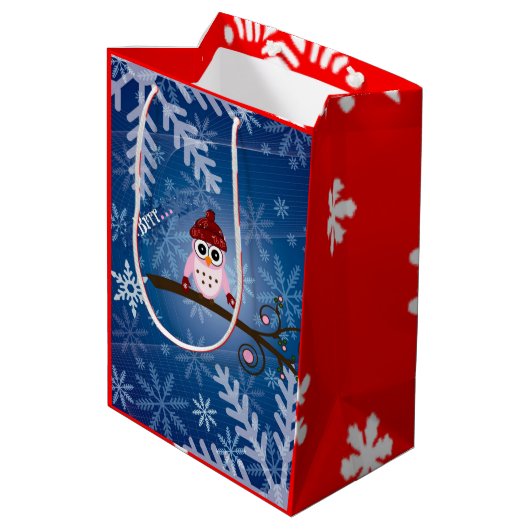 ブルークロウスノーフレークデザイン ミディアムペーパーバッグ (裏面アングル)