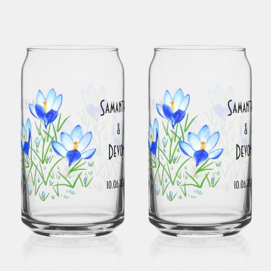 ブルークロキュースプリント缶メガネ ガラス缶 (正面)