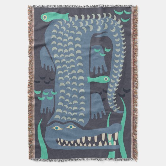 ブルークロコダイル スローブランケット (正面縦)