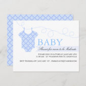 ブルークロザラインモダンベビーシャワー招待状 招待状 (正面/裏面)