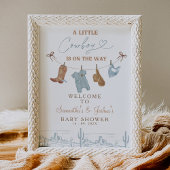 ブルークロザーラインカウボーイベビーシャワー歓迎サイン フォトプリント           