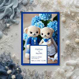 ブルークロシェ結婚トのカップルの招待