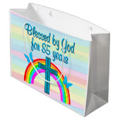 ブルークロスとバタフライ85番目の誕生日抱き枕 ラージペーパーバッグ (裏面アングル)