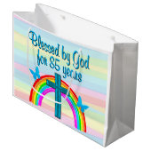 ブルークロスとバタフライ85番目の誕生日抱き枕 ラージペーパーバッグ (正面アングル)