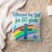 ブルークロスとレインボー80の誕生日枕 クッション (ブランケット)