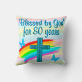 ブルークロスとレインボー80の誕生日枕 クッション (裏面)