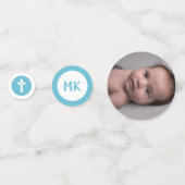 ブルークロスイニシャル3写真バプテスマ《キリスト教》洗礼式や命名式 コンフェッティ (裏面)