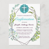 ブルークロスエレガントボタニカルフローラ確認 インビテーションポストカード (正面)