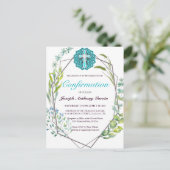 ブルークロスエレガントボタニカルフローラ確認 インビテーションポストカード (スタンド正面)