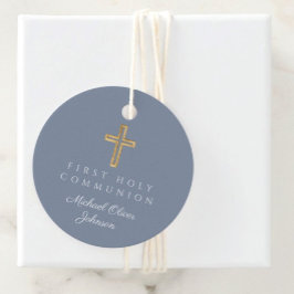 ブルークロスエレガントボーイファーストコミュニオンラウンド フェイバータグ