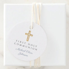 ブルークロスエレガントボーイファーストコミュニオンラウンド フェイバータグ