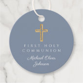 ブルークロスエレガントボーイファーストコミュニオンラウンド フェイバータグ (正面)