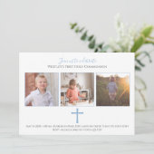 ブルークロストリモダンー写真第1聖餐式 招待状 (スタンド正面)