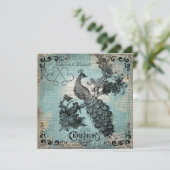 ブルークロスハッチピーコック結婚式招待状 招待状 (スタンド正面)