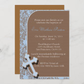 ブルークロスバプテスマ/《キリスト教》洗礼式や命名式招待状 招待状 (正面/裏面)