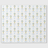 ブルークロスパーソナライズされたボーイバプティスコミューニオン ラッピングペーパー (フラット)