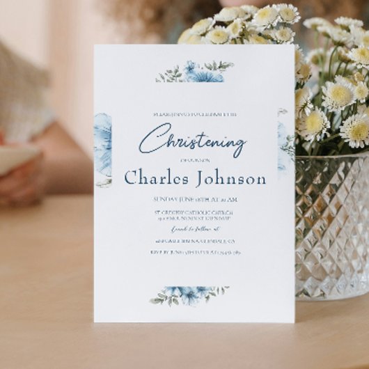 ブルークロスフラワーズ秋ボーイバプテスマ 招待状