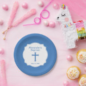 ブルークロスボーイズバプテスマ《キリスト教》洗礼式や命名式 ペーパープレート (パーティー)