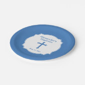 ブルークロスボーイズバプテスマ《キリスト教》洗礼式や命名式 ペーパープレート (アングル)