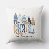 ブルークロスモダンクリスチャン・イエス・クリスマス クッション (裏面)