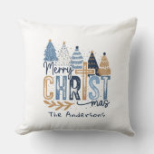 ブルークロスモダンクリスチャン・イエス・クリスマス クッション (正面)