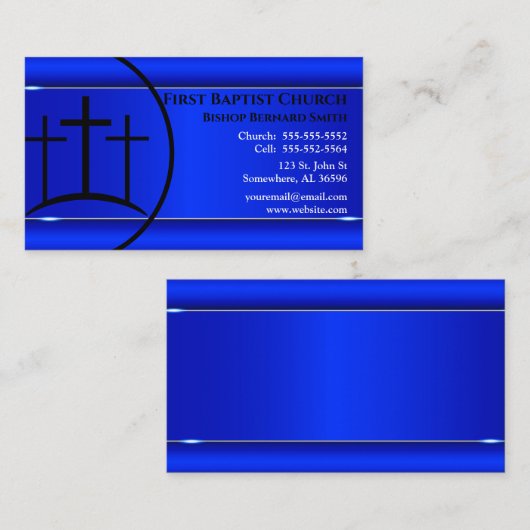 ブルークロス教会の牧師またはディーコン 名刺 (正面/裏面)