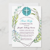 ブルークロス春フローラファーストホーリーコミュニオン 招待状 (正面)