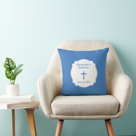 ブルークロス男の赤ちゃんバプテスマ《キリスト教》洗礼式や命名式 クッション (椅子)
