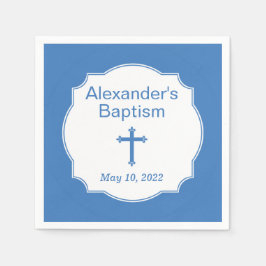 ブルークロス男の赤ちゃんバプテスマ《キリスト教》洗礼式や命名式 スタンダードカクテルナプキン