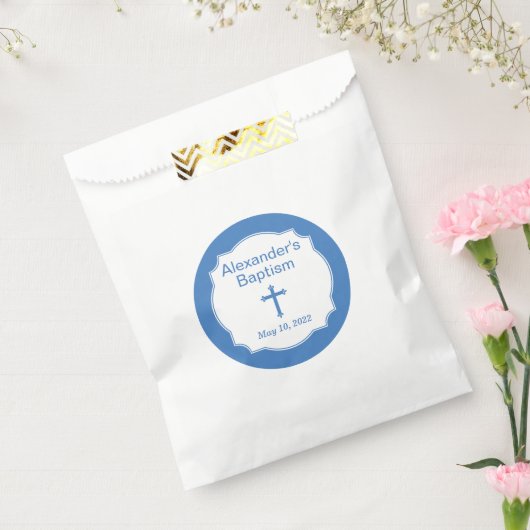 ブルークロス男の赤ちゃんバプテスマ《キリスト教》洗礼式や命名式 フェイバーバッグ (封をした状態)