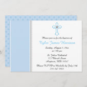 ブルークロス男の赤ちゃんバプテスマ/《キリスト教》洗礼式や命名式 招待状 (正面/裏面)