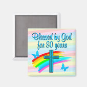 ブルークロス80番目の誕生日恵み磁石 マグネット (正面/裏面)