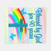 ブルークロス90th誕生日恵みフリースブランケット フリースブランケット (正面(横))