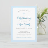 ブルークロス《キリスト教》洗礼式や命名式またはバプテスマ招待状 招待状 (スタンド正面)