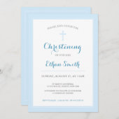 ブルークロス《キリスト教》洗礼式や命名式またはバプテスマ招待状 招待状 (正面/裏面)