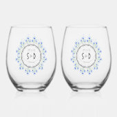 ブルークロッ結婚カス ステムなしワイングラス (裏面)