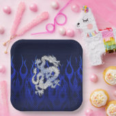 ブルークロムライクドラゴンカーボンファイバースタイル ペーパープレート (パーティー)