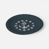 ブルークロムライクヨットフラッググリ車のール ペーパープレート (アングル)