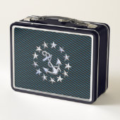 ブルークロムライクヨットフラッググリ車のール メタルランチボックス (裏面)