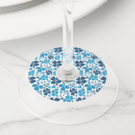 ブルークローバーシャムロックパターンセントパトリックの日 ワイングラスタグ