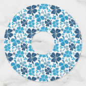 ブルークローバーシャムロックパターンセントパトリックの日 ワイングラスタグ (正面)