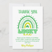 ブルークローバー&レインボーラッキーワンファースト誕生日 サンキューカード (正面)