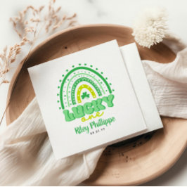 ブルークローバー&レインボーラッキーワンファースト誕生日 スタンダードカクテルナプキン