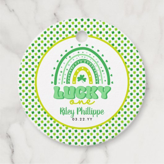 ブルークローバー&レインボーラッキーワンファースト誕生日 フェイバータグ (正面)