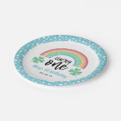 ブルークローバー&レインボーラッキーワンファースト誕生日 ペーパープレート (アングル)