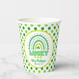 ブルークローバー&レインボーラッキーワンファースト誕生日 紙コップ